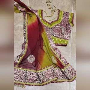 Indian pakistani lahangacholi chaniyacholi anarkali salvar cheddar saree sari